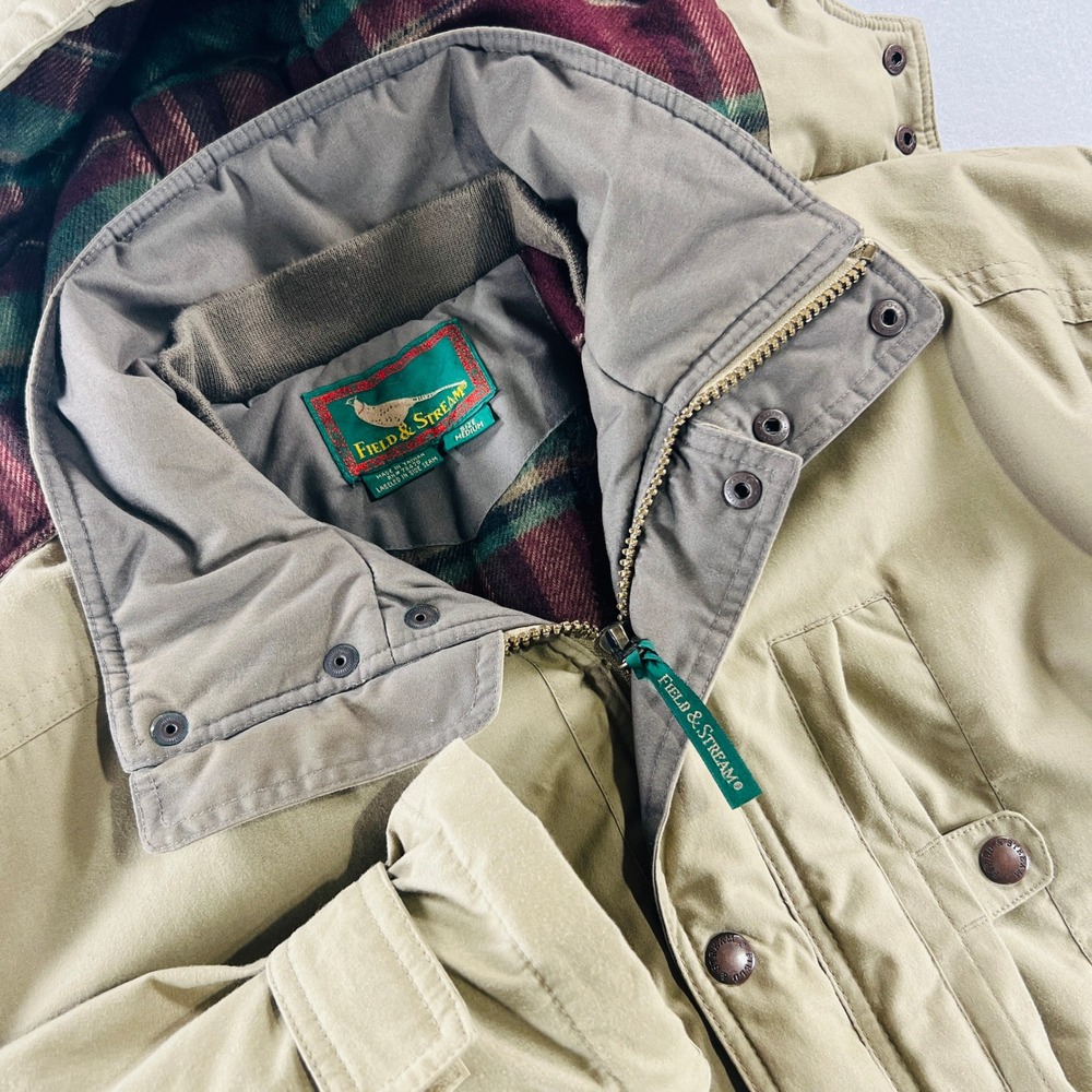 Vintage Field & Stream Parka Jacket Mens Medium Tan Gorpcore Utility Field Coat